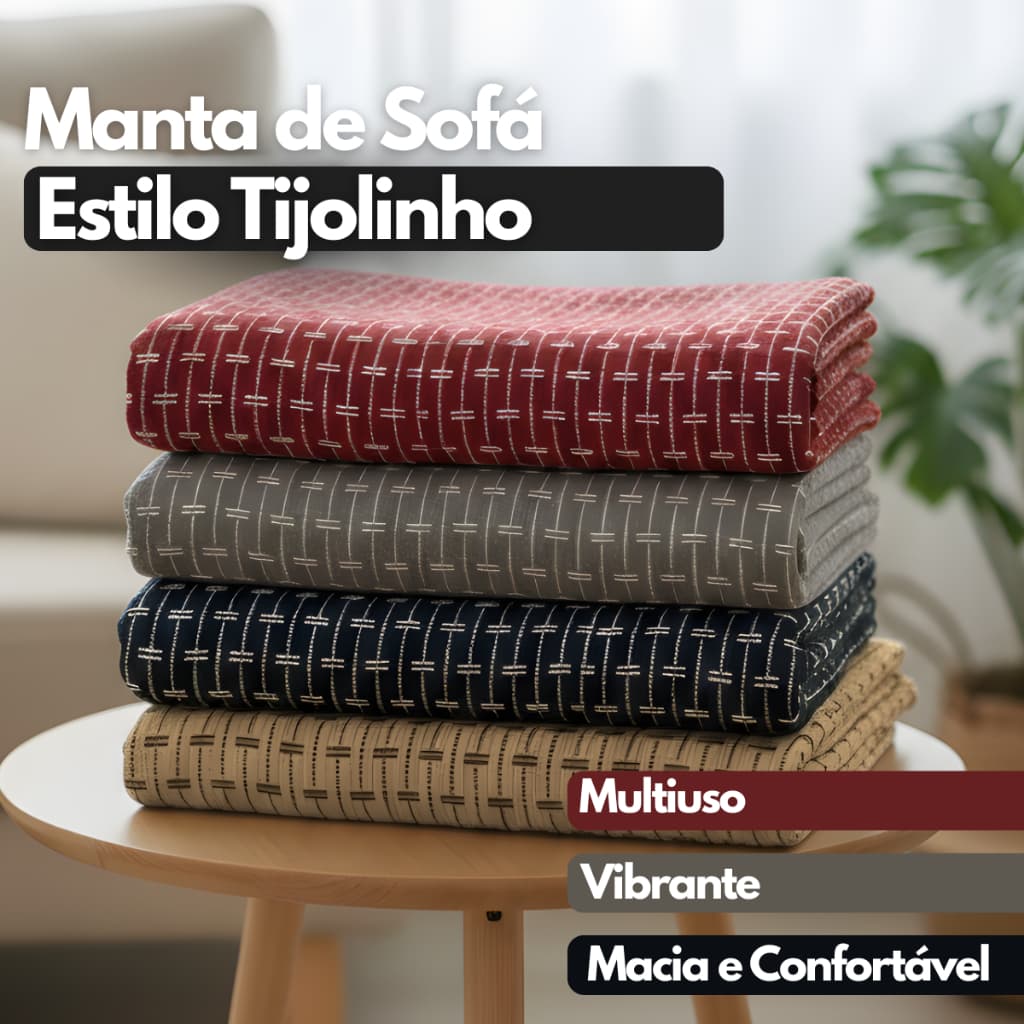 Manta para Sofá Tijolinho 2,40x1,80m Gigante Luxuosa Capa Protetora Sofá e Cama Algodão Decorativa