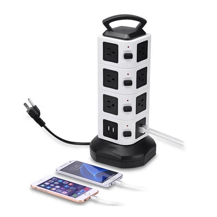 Torre de 3 ANDARES - Tomadas Elétrica com 12 Entradas Universais + 2 Portas USB + 1 Porta Tipo C Bivolt BM-8700