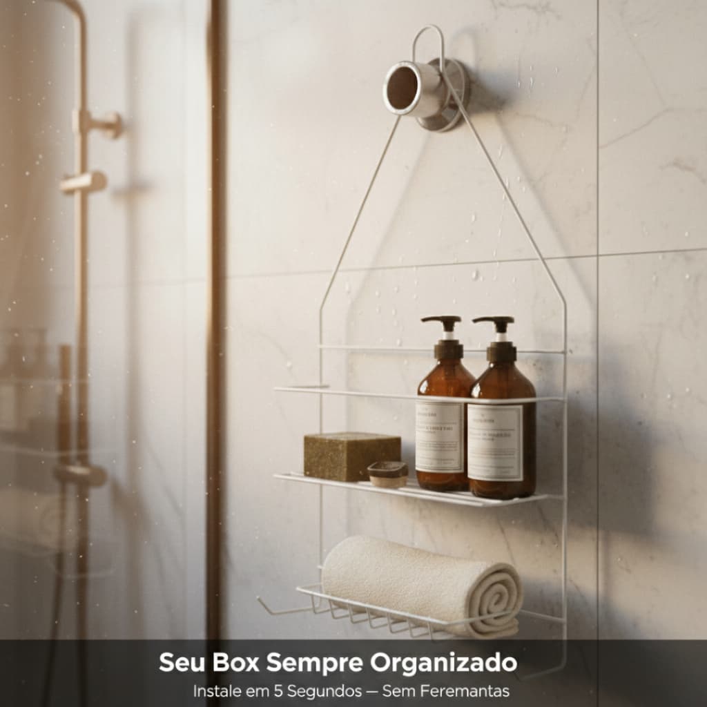 Suporte Organizador para Banheiro Branco Porta Shampoo e Sabonete
