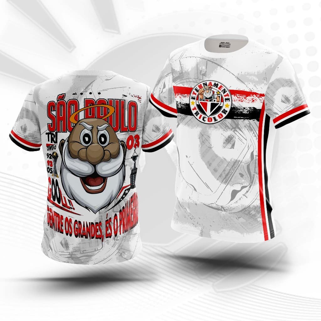 Camiseta camisa Premium  Torcida Futebol Time Tricolor Dry-Fit com Proteção UV 50+