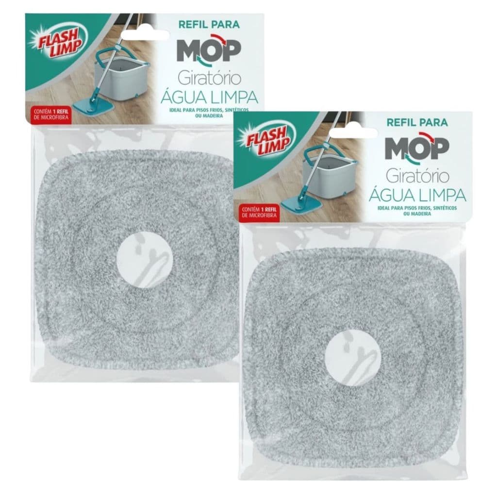 Refil De Microfibra Para Mop Giratorio Agua Limpa Flash Limp RMOP0648 Para Pisos Frios Sinteticos