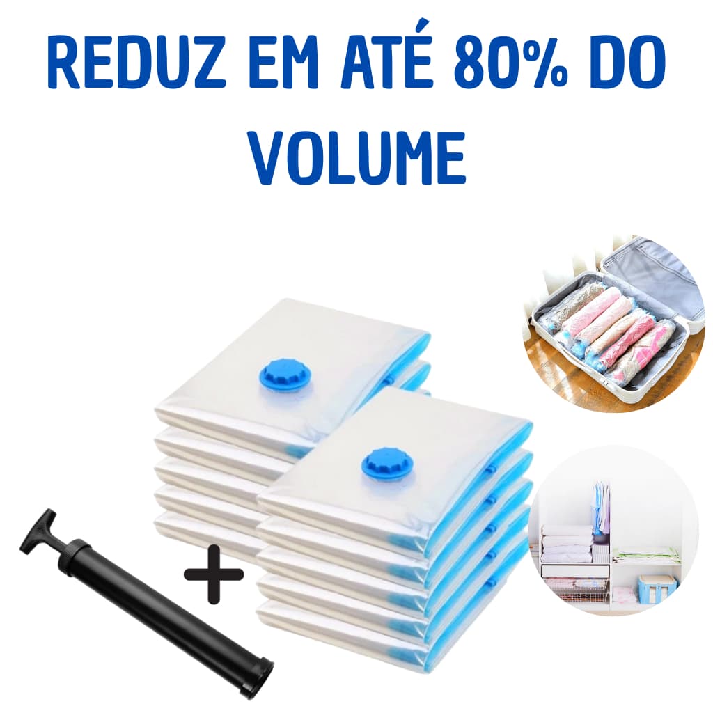 Kit Saco A Vácuo Grande Organizador Edredom Coberto Mala Roupa De Cama + Bomba a Vácuo
