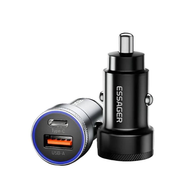 Carregador Veicular Essager Turbo Fonte Veicular USB-A e USB-C Turbo