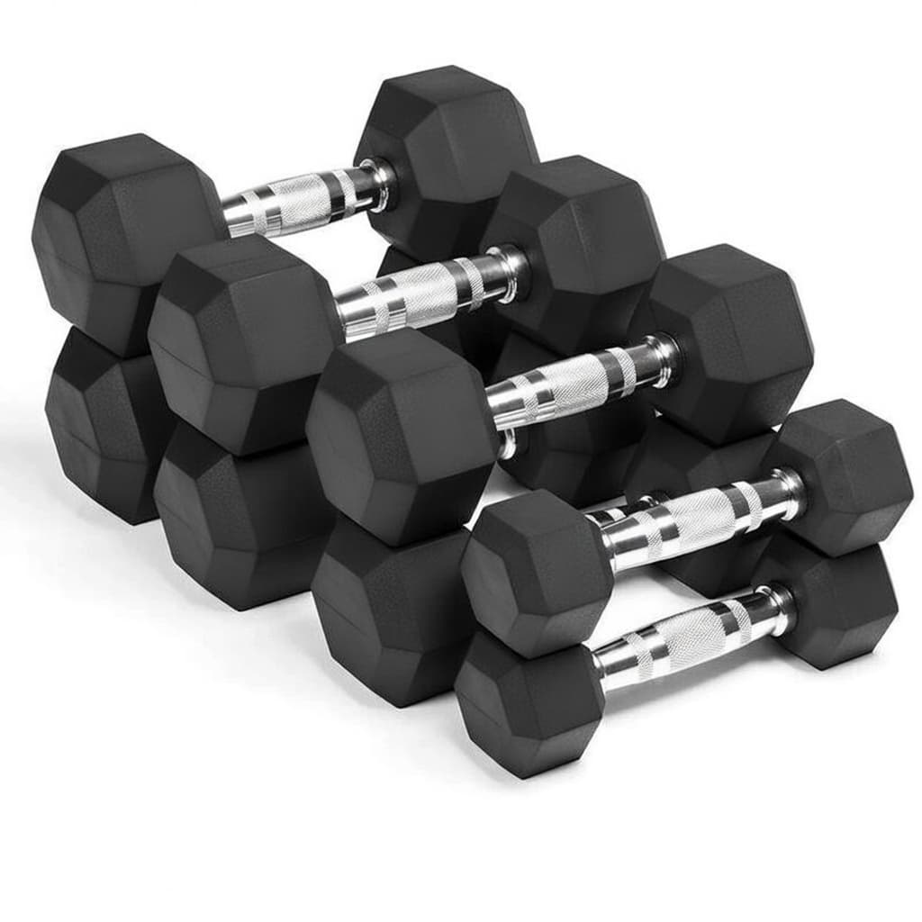Kit Par de Halteres Sextavados 1kg a 5kg Ahead Sports 5 Pares