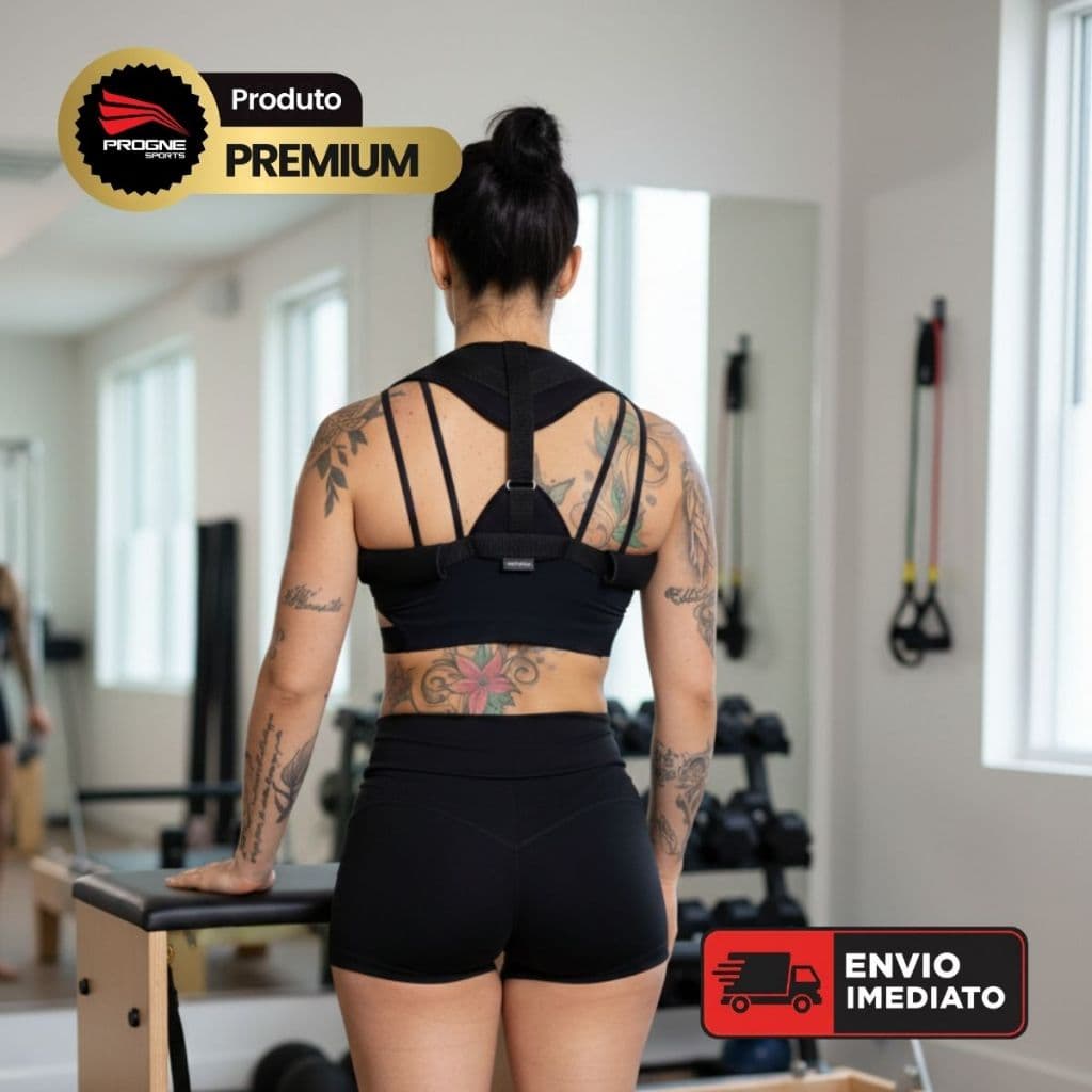 COLETE CORRETOR POSTURAL COLUNA CINTA REFORÇADA COM COMPRESSÃO E AJUSTE UNISSEX – PROGNE SPORTS