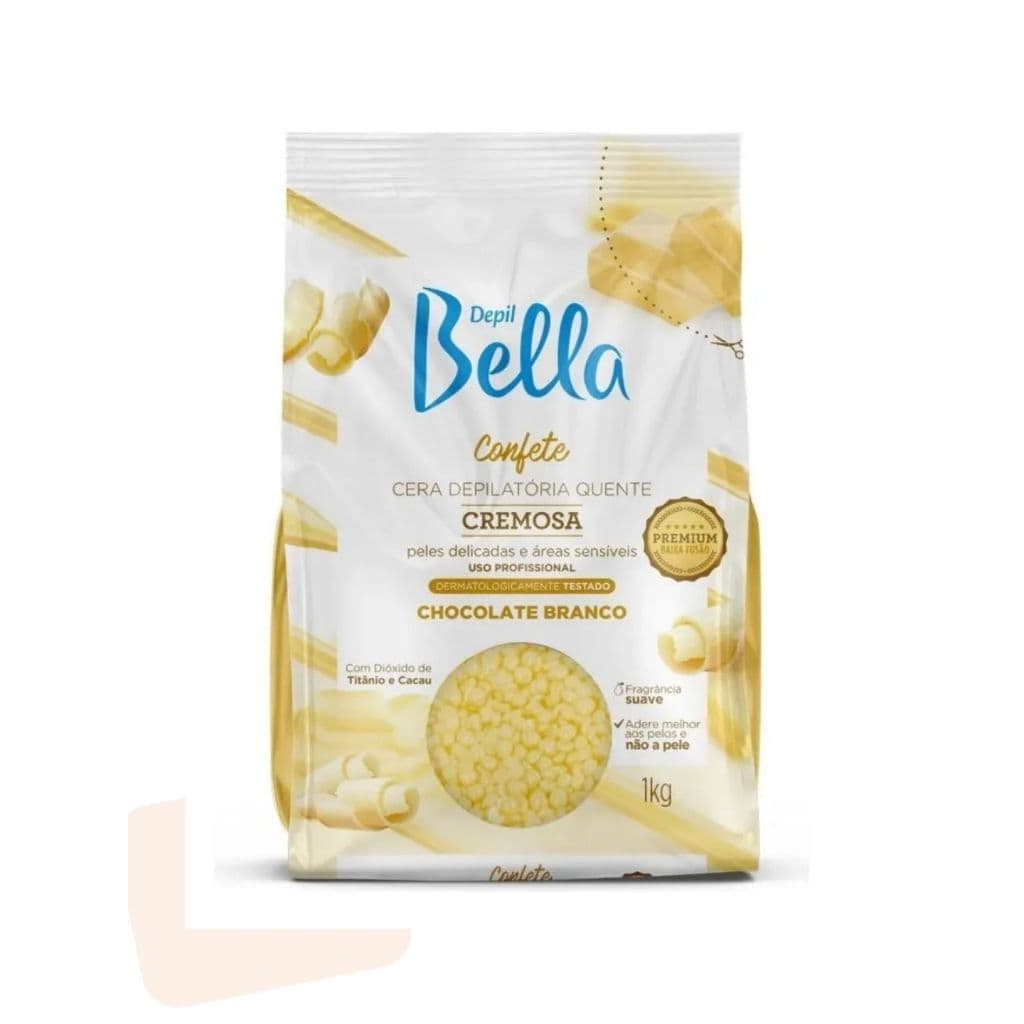 Cera Confete Depilação Corpo Chocolate Branco  Depil Bella 1kg