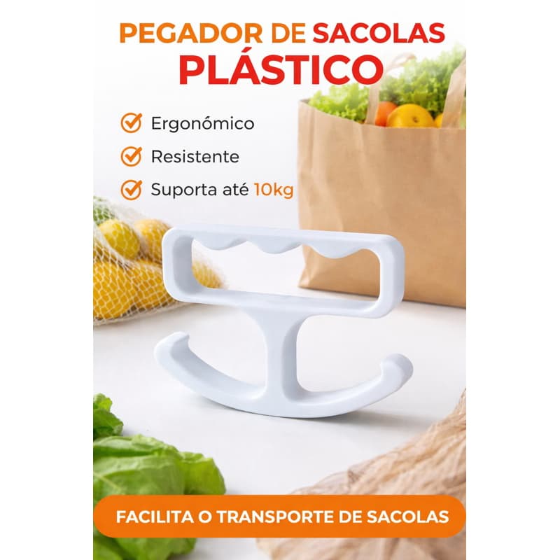 Pegador de Sacolas Plástico Ergonômico Resistente – Alça Suporte para Carregar Compras Supermercado até 10kg