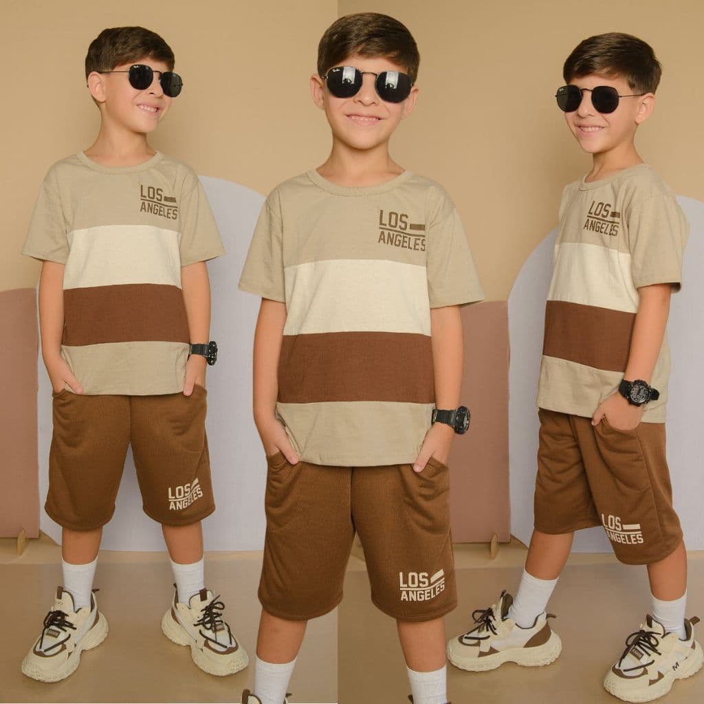 Conjunto Infantil Masculino Verão Lançamento Camisa e Bermuda Veste Do 2 ao 12 anos Roupa de Menino