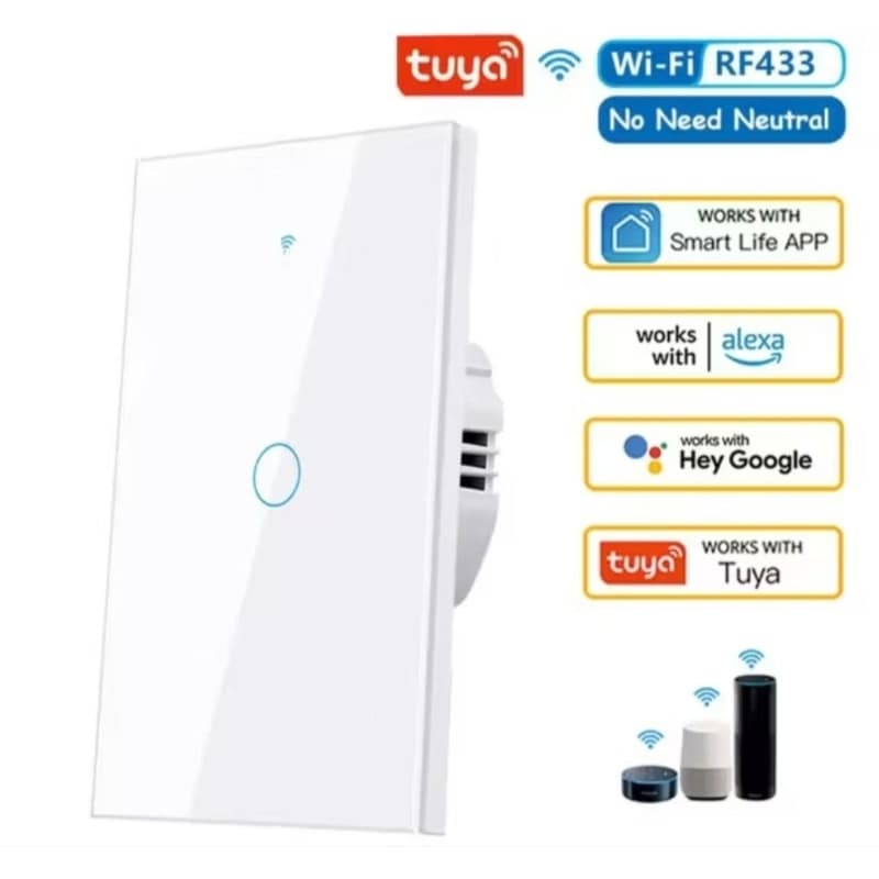 Interruptor Inteligente Wi-Fi Touch 3 e 4 Botões - Controle Remoto, Automatização e Design Sofisticado