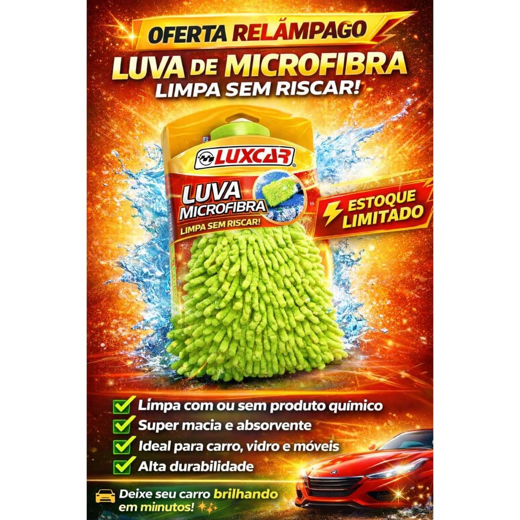 Luva Luxcar de Microfibra para Limpeza Automotiva