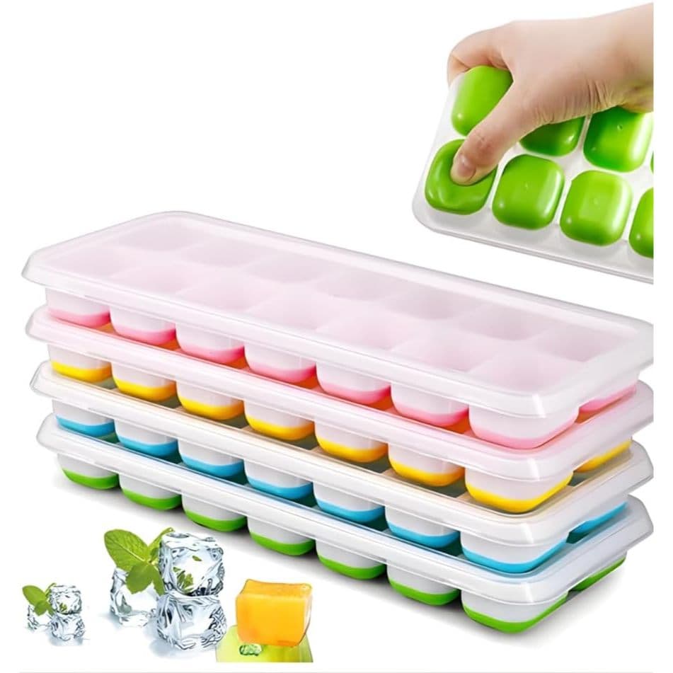 Forma De Gelo de Silicone Cubo Com Tampa Rígida Flexível Cor Sortida Cozinha Forminha