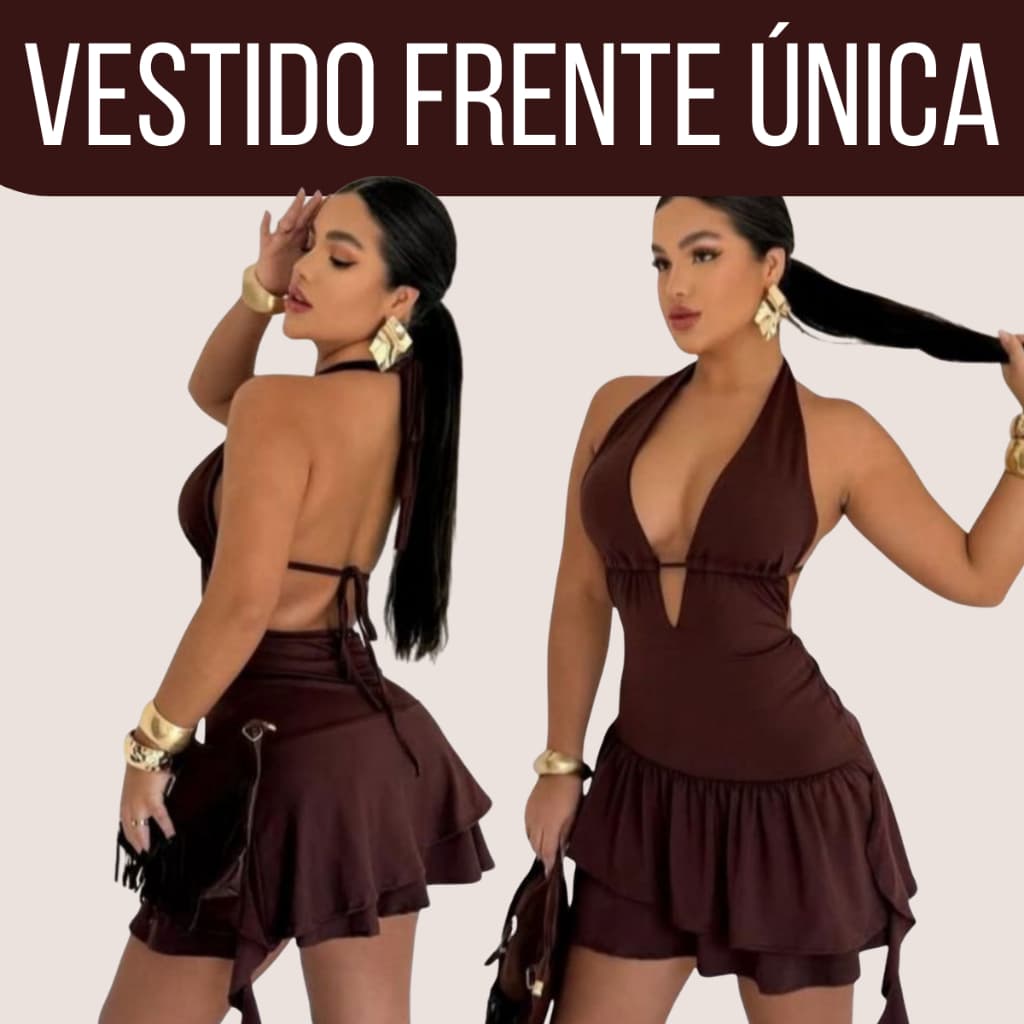 Vestido Frente Única Amarração Com Saia Com Decote V