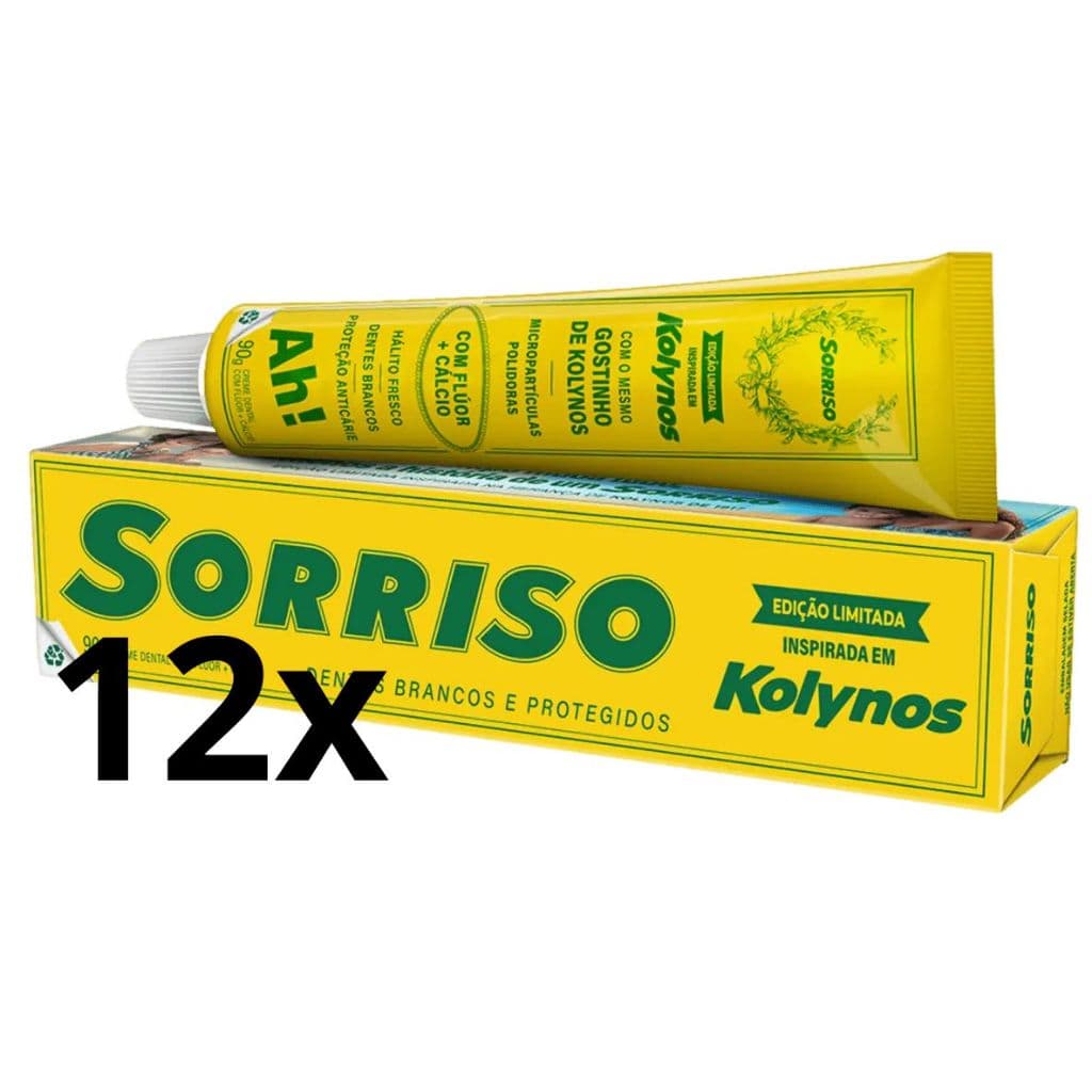 Pack fechado - 12 unidades Creme Dental Pasta Kolynos Sorriso 90g cada - edição limitada