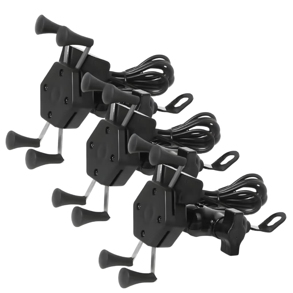 Kit 3 Suporte de Celular Universal Para Motos e Bicicleta Com Entrada Usb Rotação de 360º