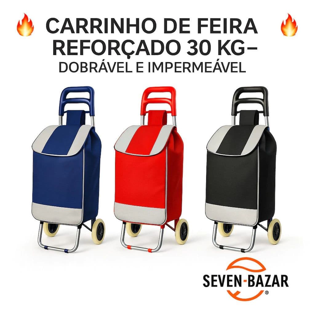 Carrinho Feira Dobrável Alta Capacidade Bolsa Integrada Transporte Facil Organizador