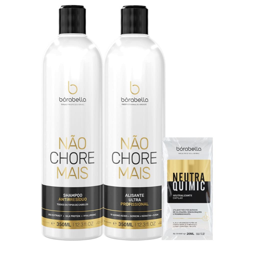 Kit Borabella Progressiva Não Chore Mais Alisante Ultra 2x350ml + Sachê