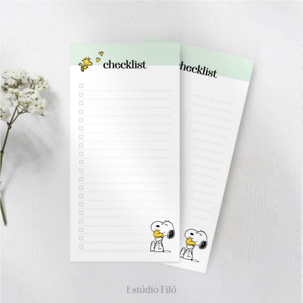 Bloco Checklist Destacável Snoopy 50fls - Bloco de notas