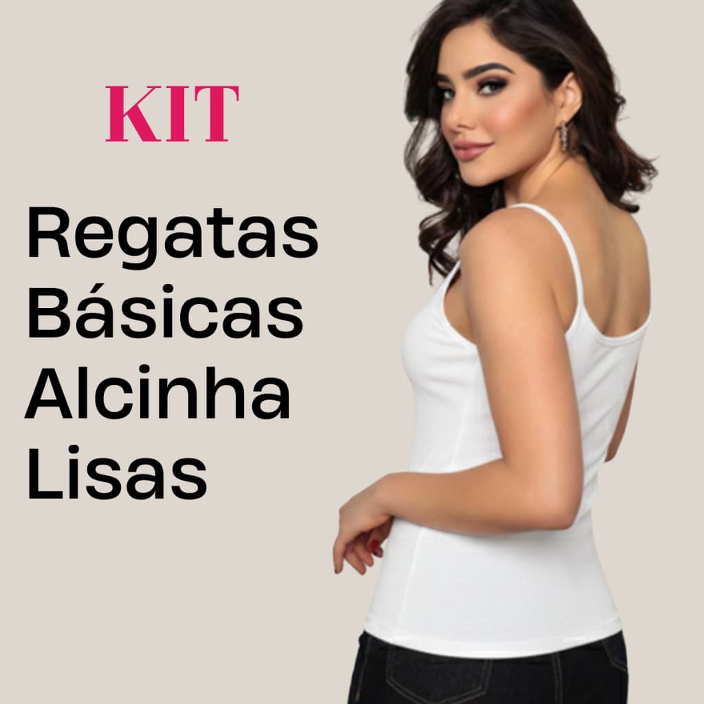 Kit Regatas de Alcinha Básica Feminina Casual Regatinhas Lisas