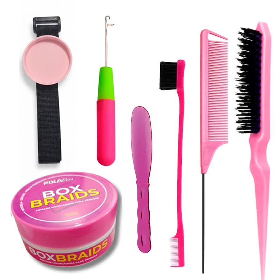 KIT TRANCISTA COM AGULHA ENTRELANCE PULSEIRA PARA POMADA + ESPATULA + POMADA 150G KIT TRANCISTA PENTEADO BABY HAIR