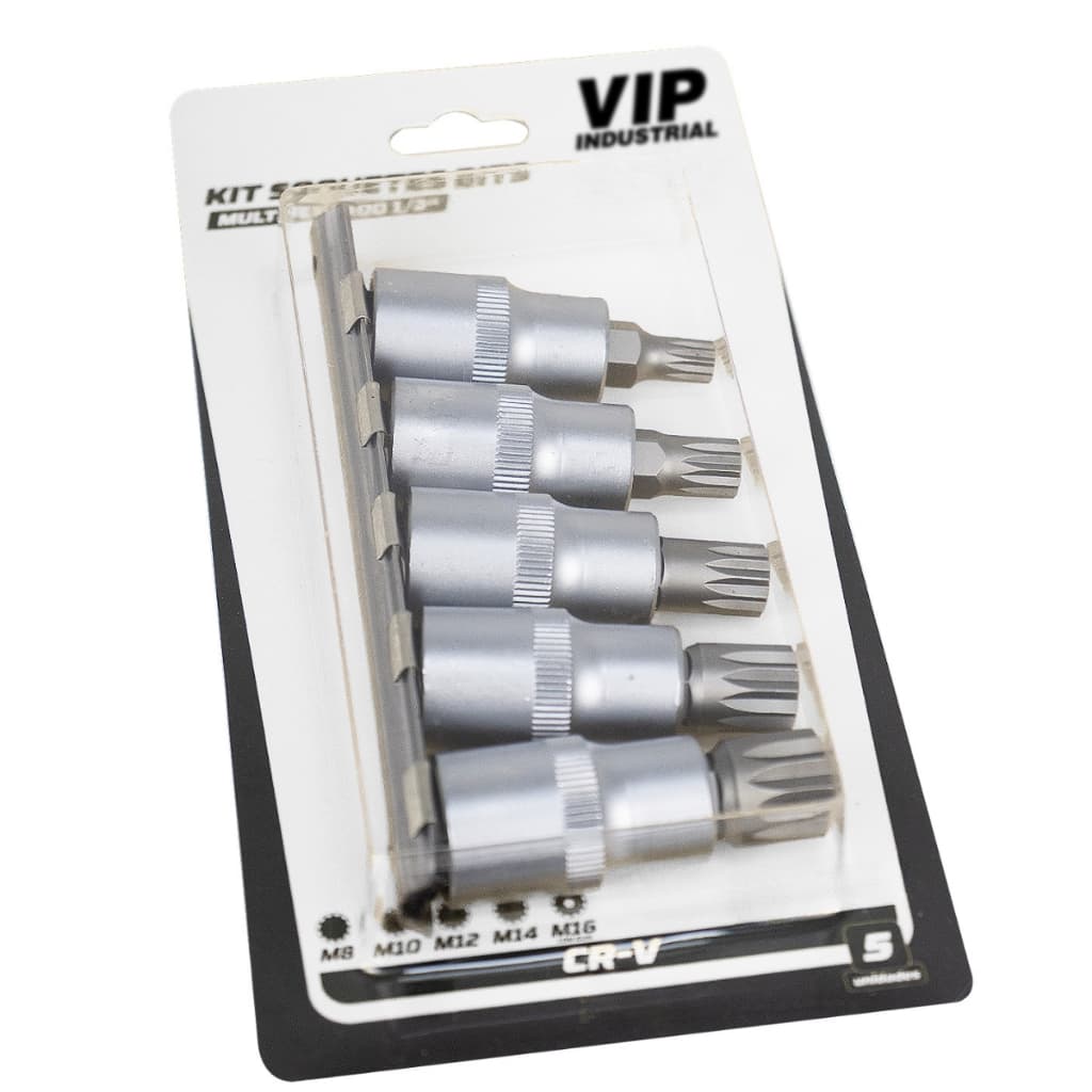 Jogo de Soquete Multidentado M8 M10 M12 M14 e M16 com 5Pçs - Vip Industrial
