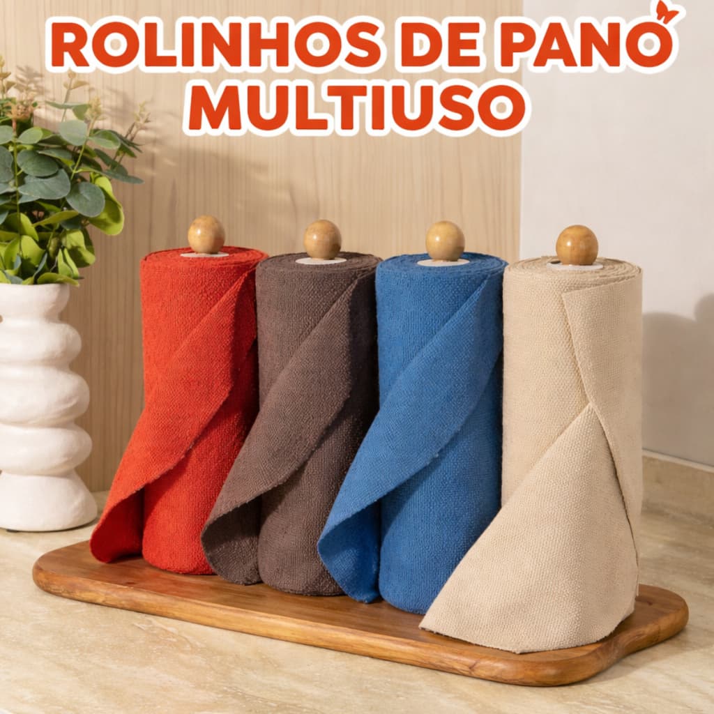 Pano Limpeza Multiuso Em Rolo de Microfibra Destacável - 20un destacáveis 25x25 - Cores Sortidas