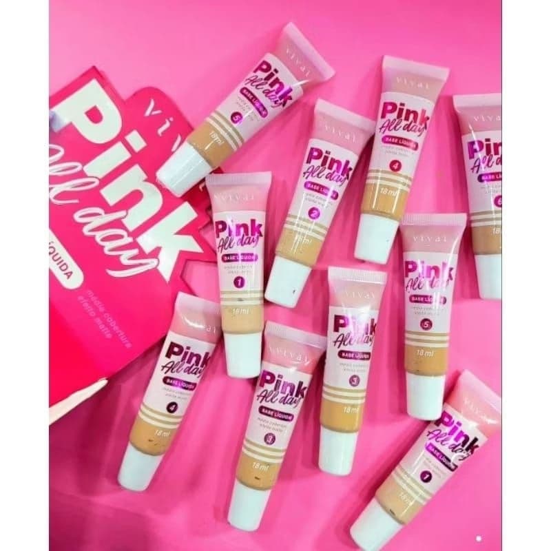 Base Matte Vivai Pink All Day Cobertura Média Acabamento Seco Várias Cores