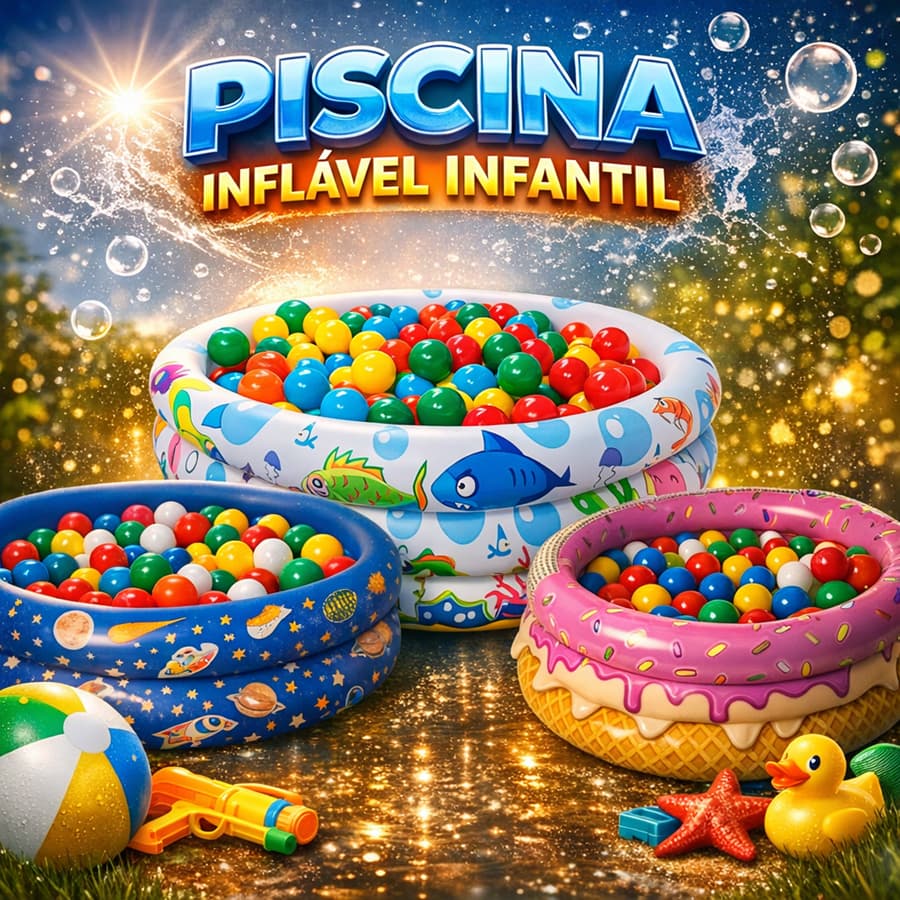 Piscina Inflável Infantil 3 Anéis Fundo do Mar Redonda