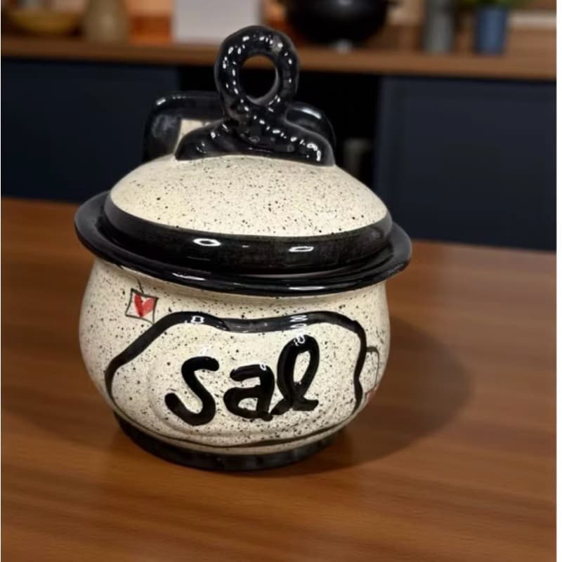 Saleiro Preto para Cozinha em Cerâmica Feito a Mão