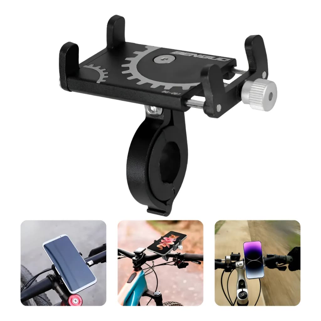 Suporte Celular Universal para Moto e Bicicleta Alumínio Rotação 360° Preto