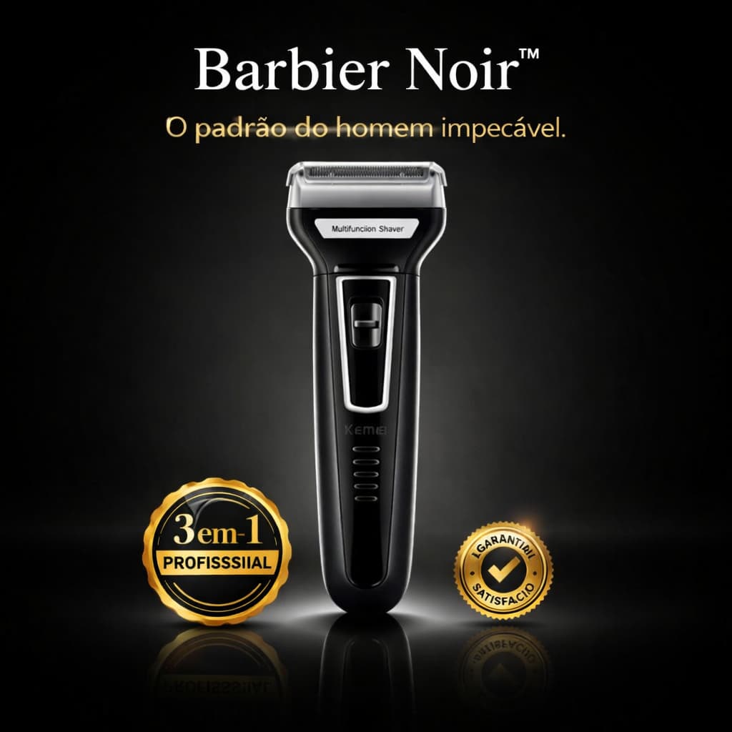 Aparador de Barba Profissional 3 em 1 Recarregável – Máquina de Cortar Cabelo e Pelos Nariz Masculino Elétrico