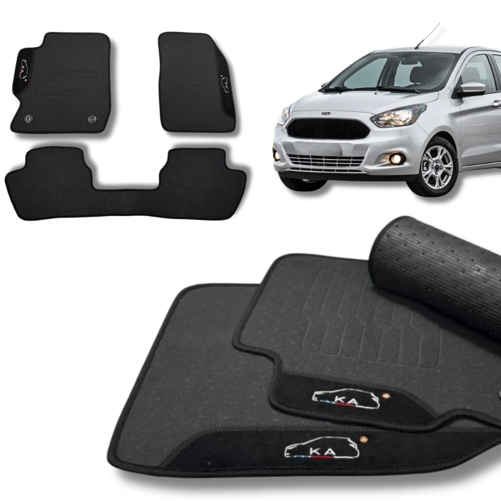 Jogo Tapete Emborrachado Ford Ka Personalizado Preto