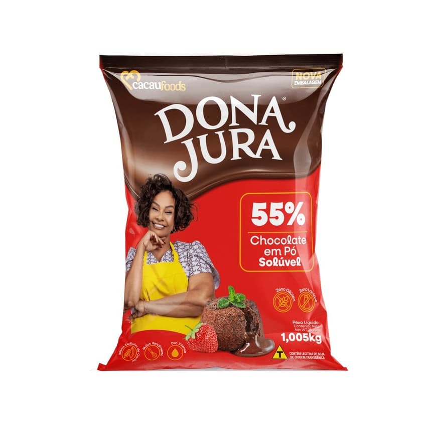 Chocolate Solúvel Dona Jura 55% Cacau Foods 1,005kg Sem Lactose para Confeitaria