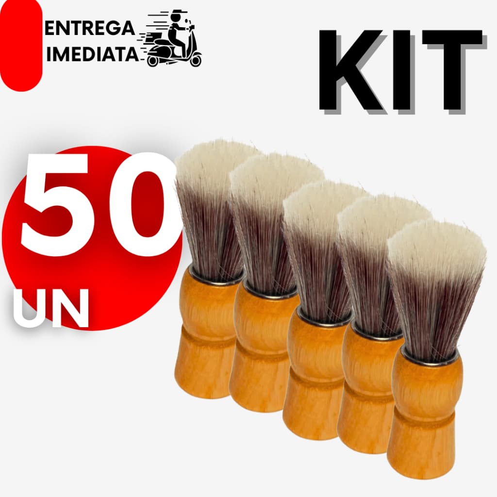 Kit Pincel de Barbear Profissional Macio Cabo Madeira Barbearia Kit dia dos Pais