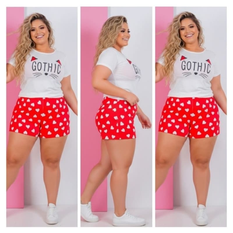 Baby doll Plus Size Feminino Manga Curta Cinjuntos Feminino Shorts e Blusas Pijamas Femininos Camisolas Plus Size