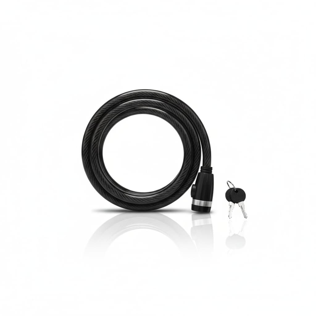 Cadeado Espiral para Bicicleta 17x100cm com Cabo de Aço Revestido e Sistema com Chave Wassay Uso Urbano Diário Seguro