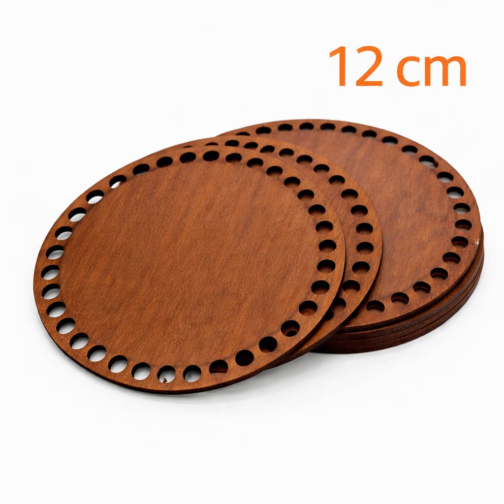 Kit 10 Base Redondo 12 cm MDF cor Mogno para Bandeja Cesto Crochê Fio de Malha