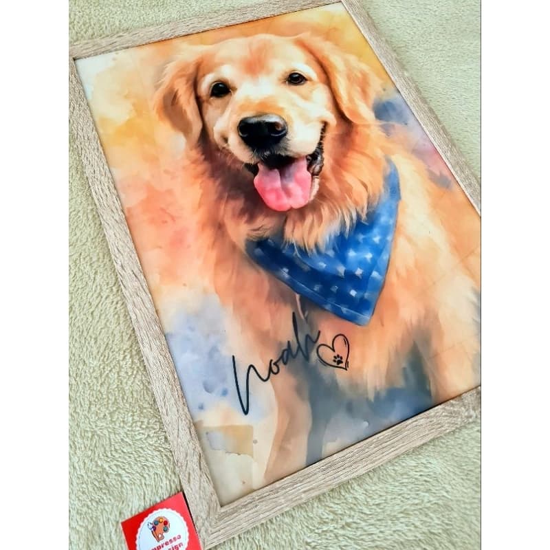 Quadro aquarela pet gato ou cachorro quadro personalizado