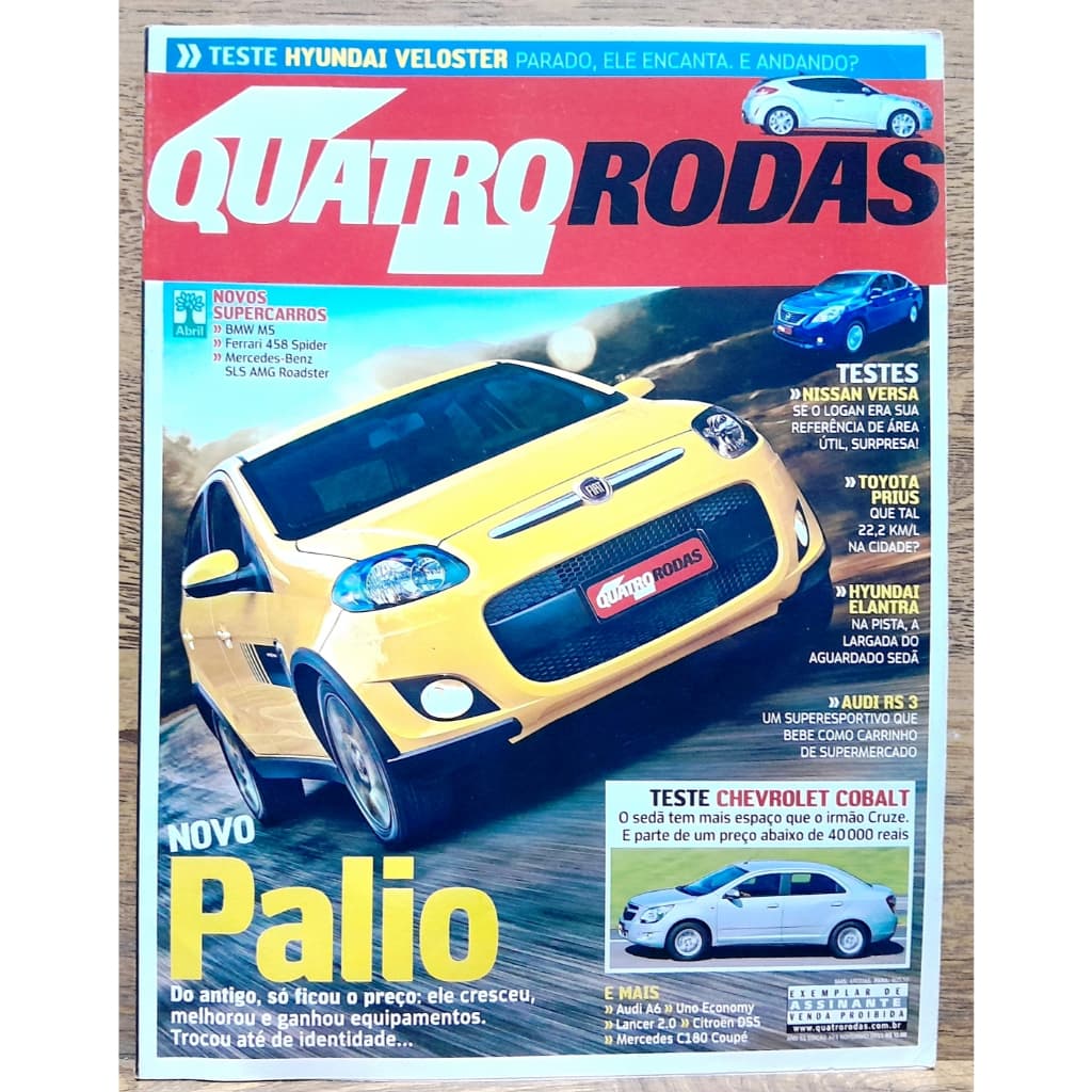 Revista Quatro Rodas 623 Palio Veloster Prius Versa Elantra Cobalt SLS AMG 458 Spider
