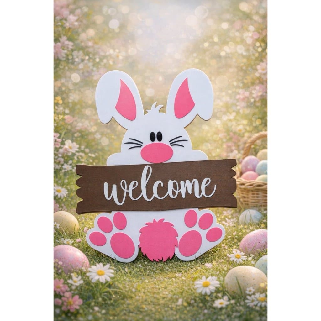 🐰 Placa Decorativa Coelho da Páscoa – Enfeite para Porta ou Parede - 25x21cm