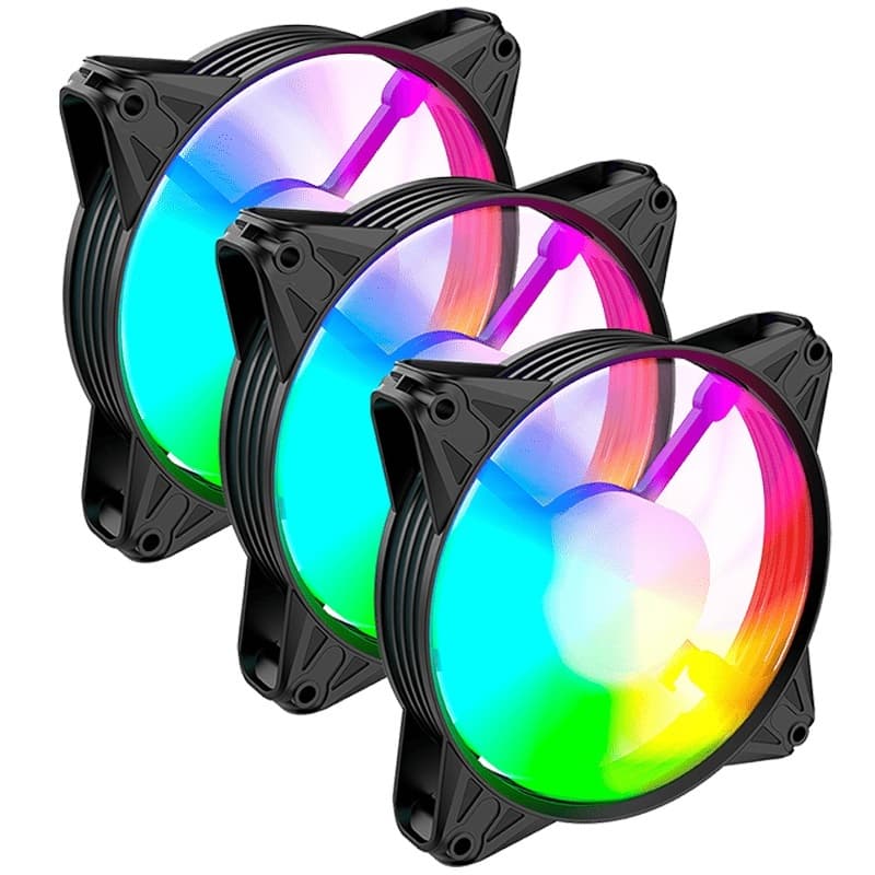 KIT 3x Cooler Fan EURUS RGB Clanm Master/Slave 120mm – Silencioso, Alto Fluxo e RGB Sincronizado