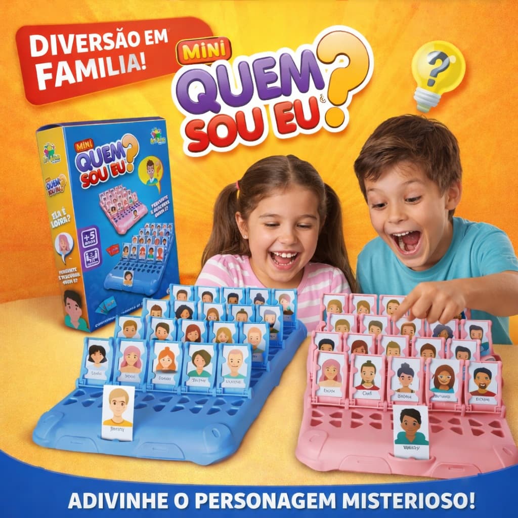 Jogo quem sou eu mini infantil brinquedo educativo tabuleiro interativo crianças