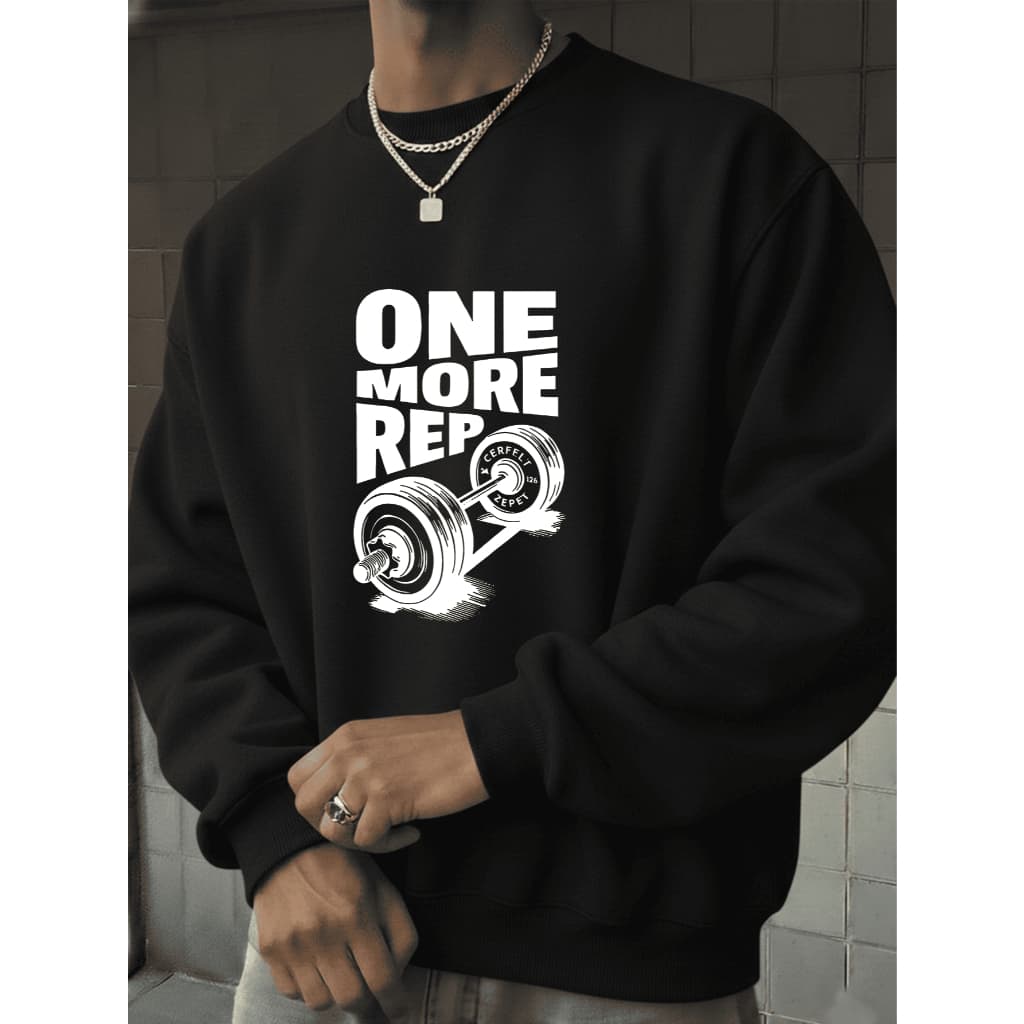 Blusa de Frio Masculina Gola Redonda Moletom Básico Premium Streetwear One More Rep Academia