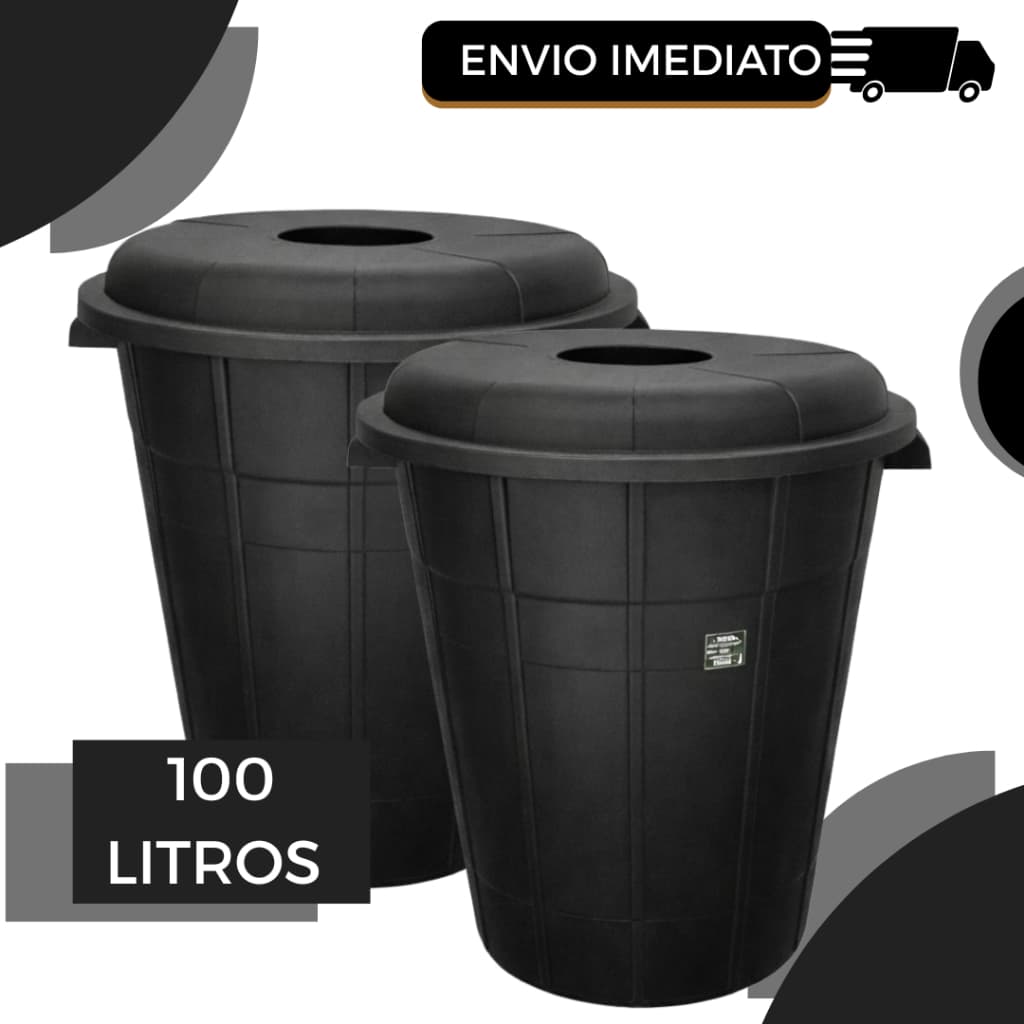 Cestos De Lixo Cestão Grande 100 Litros  Lixeira Reforçada Multiuso Com Tampa / 01 e 02 Unidades