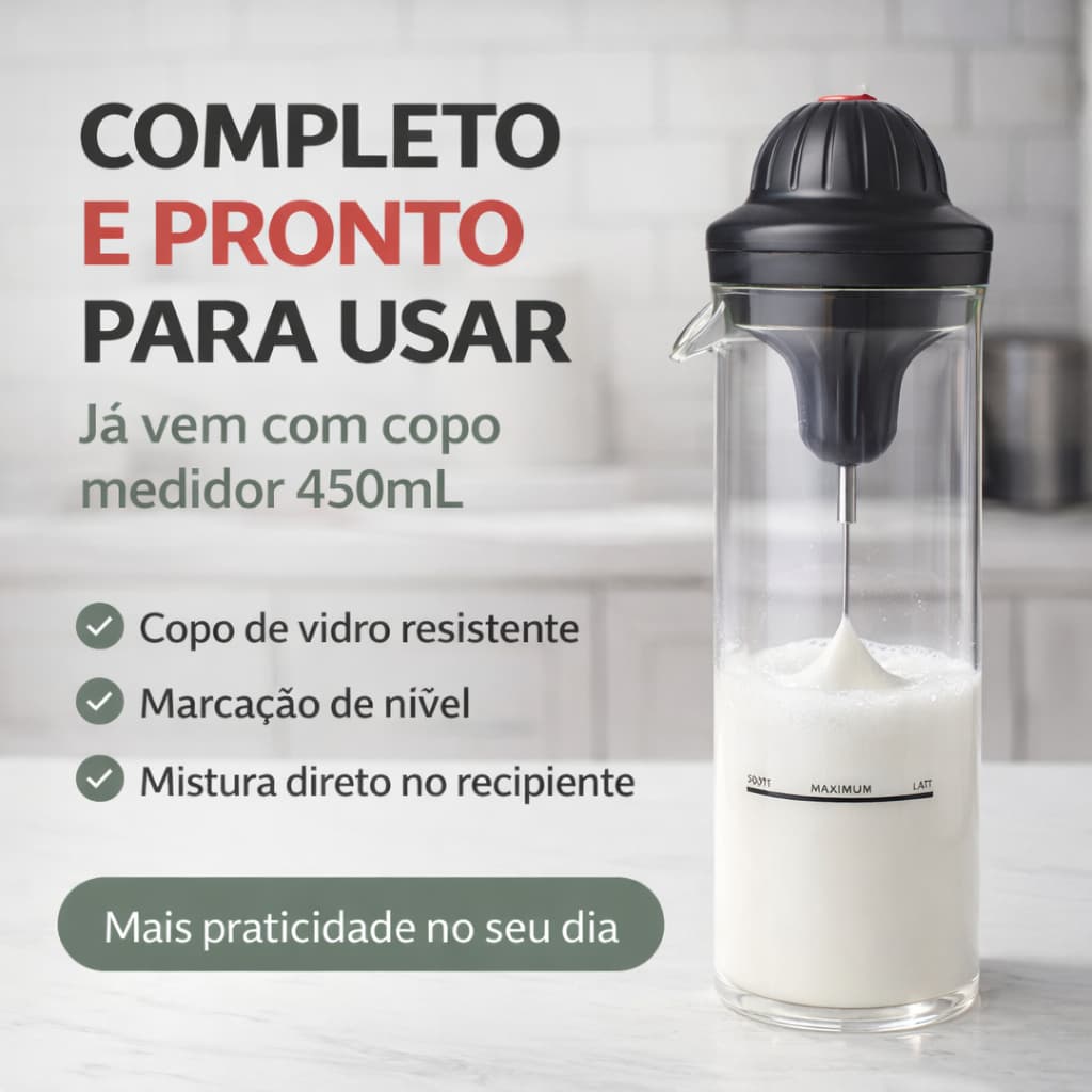 Mini Mixer Elétrico a Pilha - (Com Copo) - 450mL