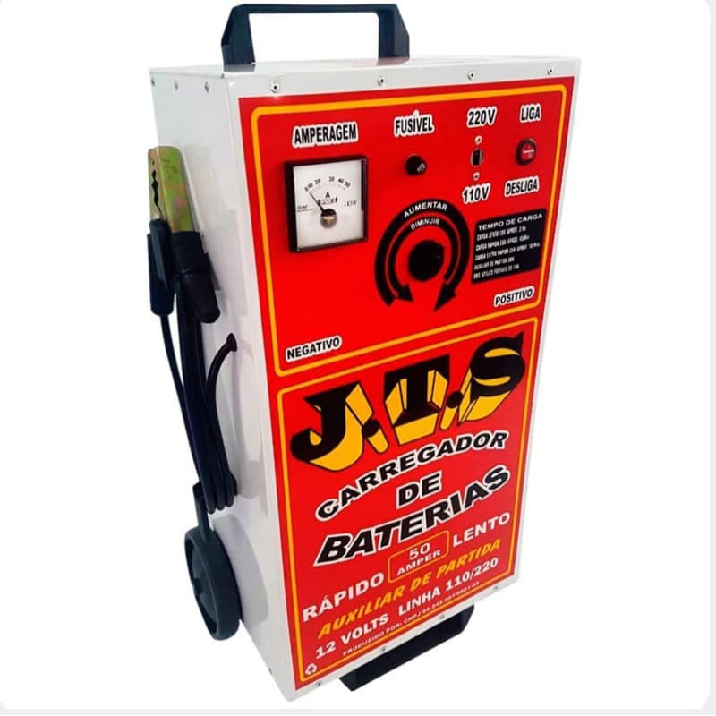 Carregador Bateria Rápido/Lento 12V 50A Auxiliar de Partida