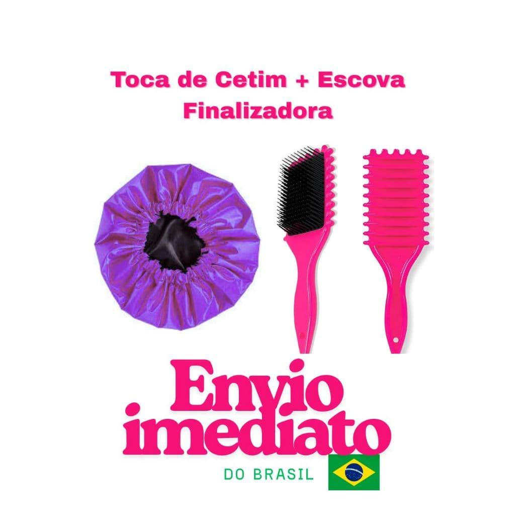 ESCOVA para cachos fitagem ROSA  MAIS TOCA CETIM ROXA