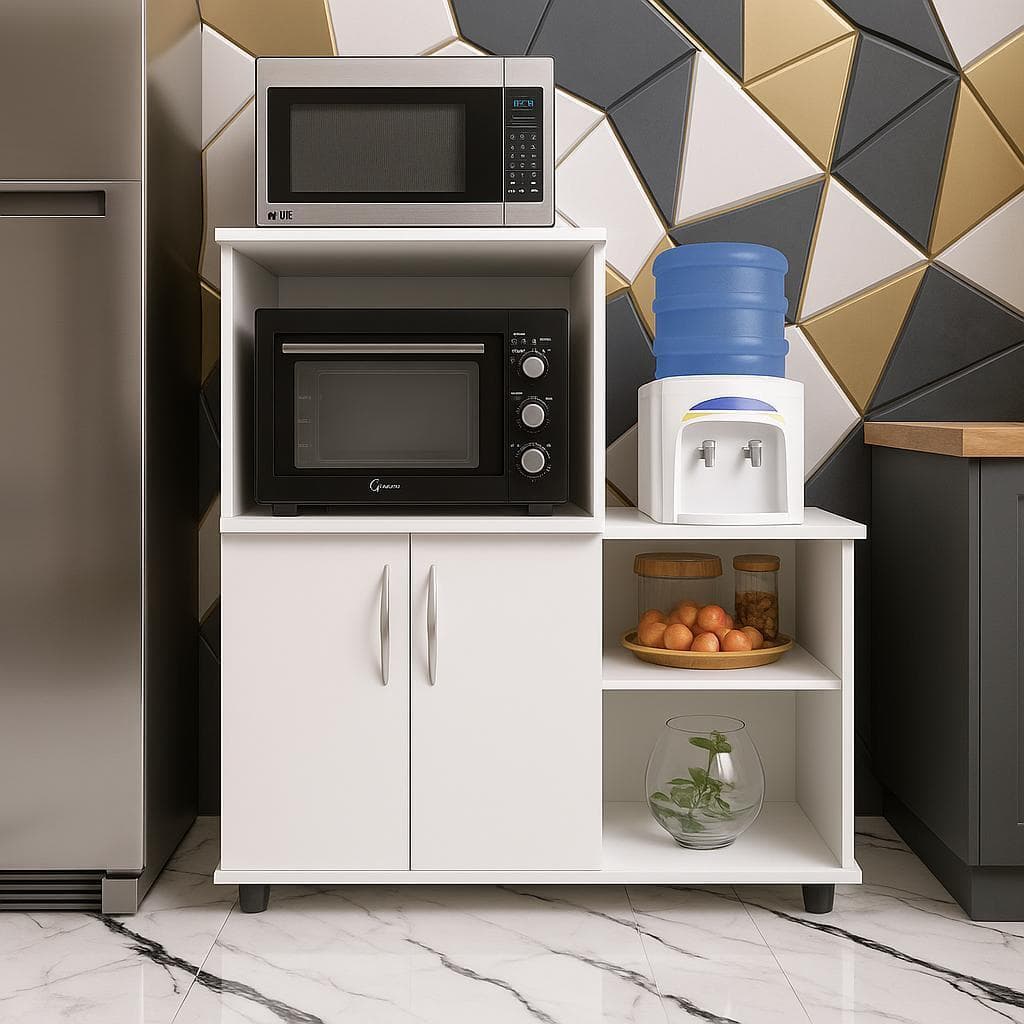 Balcão Organizador Fruteira s/ Rodizíos, c/ 2 Portas – Suporte p/ Forno ou Microondas