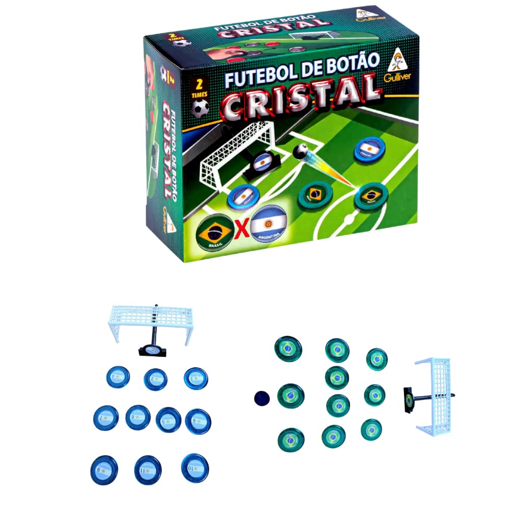 Jogo Futebol De Botão Cristal Gulliver Seleções Brasil X Argentina Clássico Tradição Coleção E Diversão Alta Qualidade
