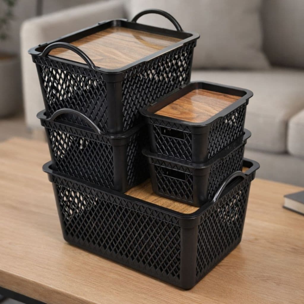 Kit Até 5 Caixas Organizadoras Com Tampa 20L 8L 2,5L Grande Plástico Multiuso Banheiro Escritório