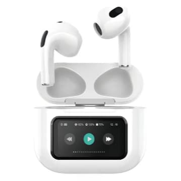 Fone Bluetooth Sem Fio TWS Basike 6ª Geração – Som HiFi, Tela Colorida e Interativa no Case, Microfone, Bateria Longa